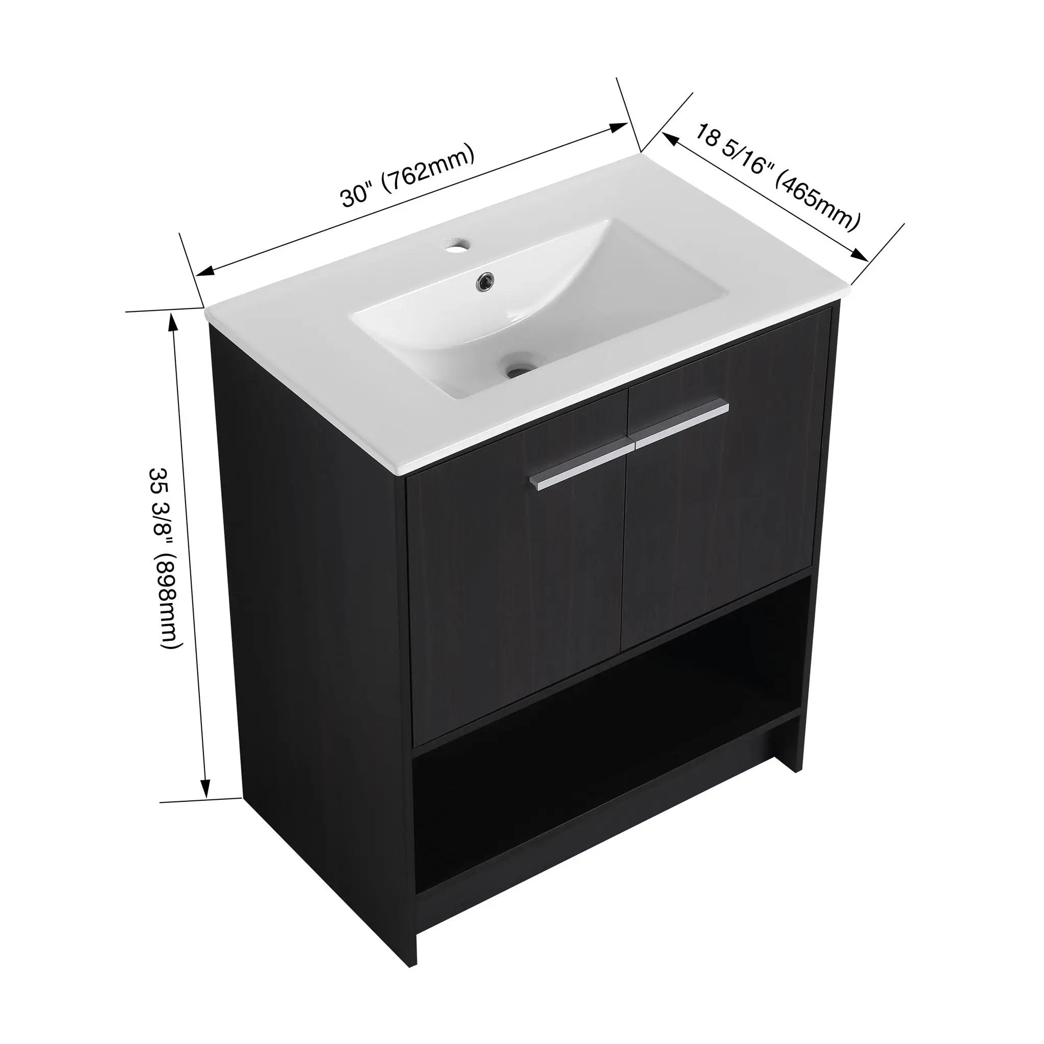 Modern Bathroom Vanity With Ceramic Sink, Freestanding Cabinet, Soft Closing Doors by Unique Piece Furniture