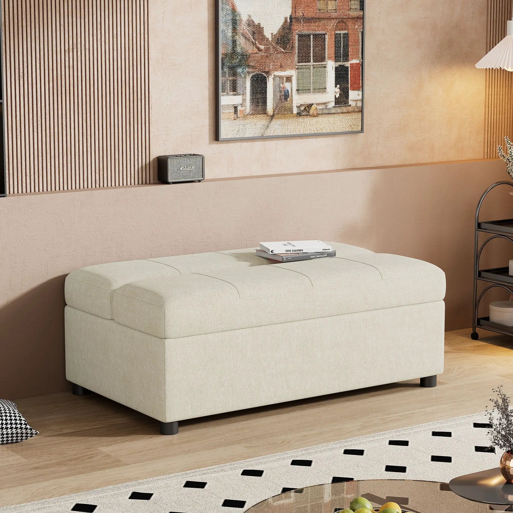 Twin Size Folding Ottoman Sleeper Bed With Mattress Convertible Guest Bed by Unique Piece Furniture