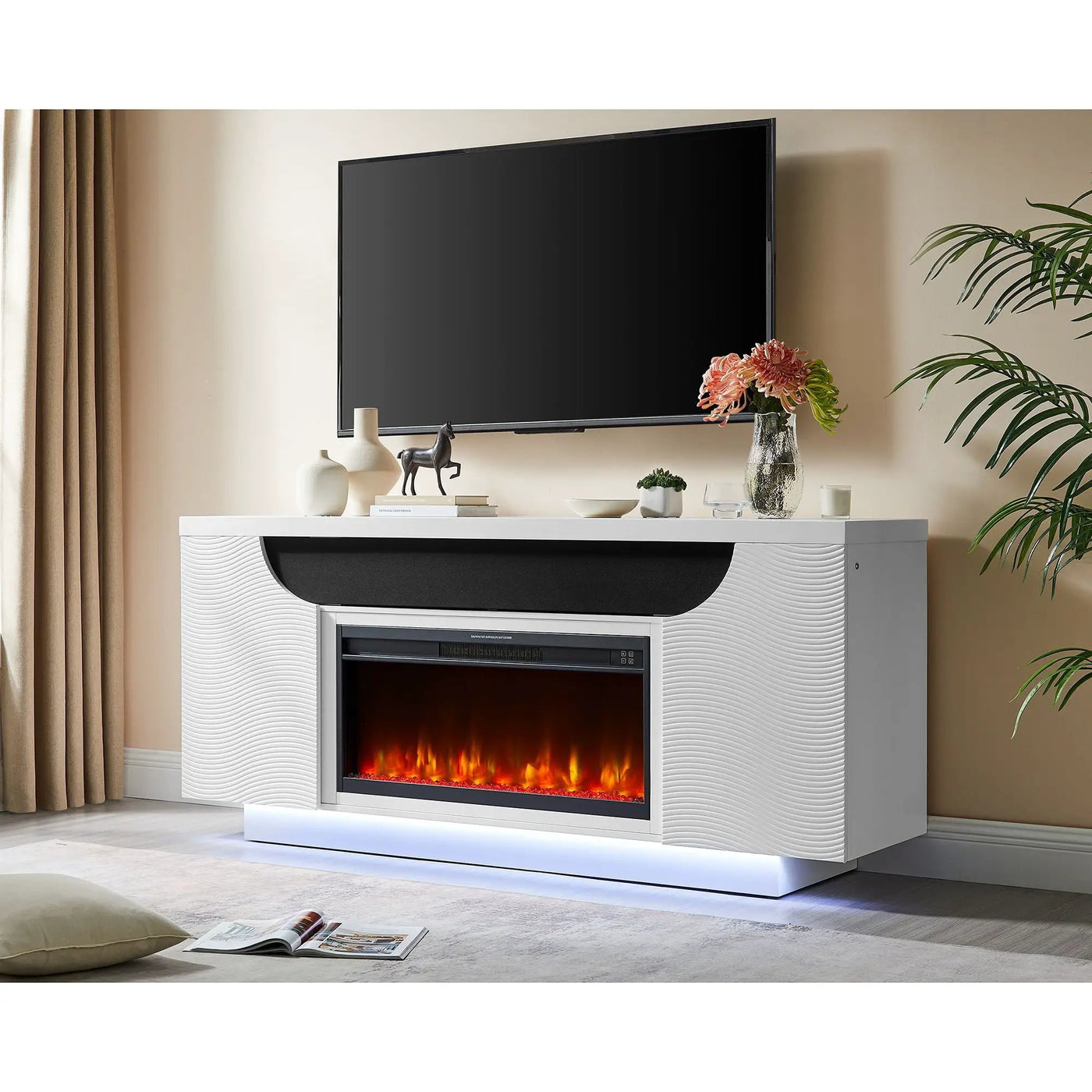 Alessia - Electric Fireplace With Multi Color LED And Flame Settings by Unique Piece Furniture