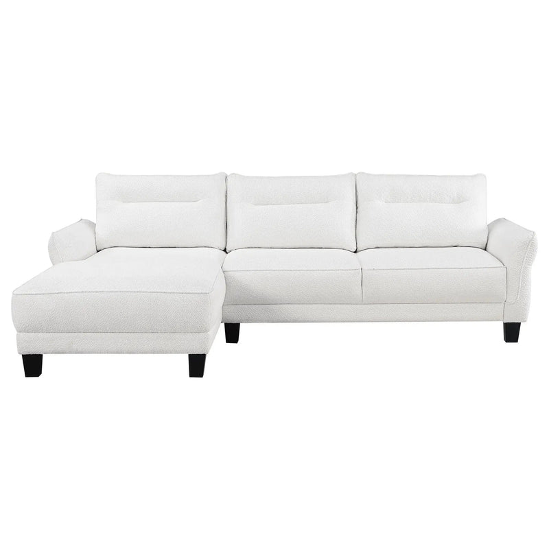 Caspian Upholstered Curved Arm Chaise Sectional Sofa White by Unique Piece Furniture