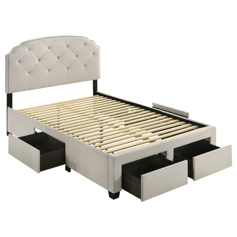 Marianna 4-drawer Upholstered Full Storage Bed Cream by Unique Piece Furniture