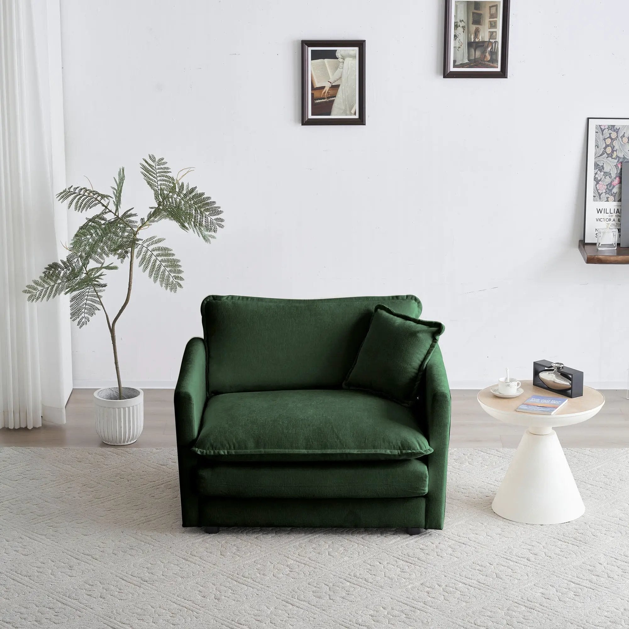 2-Piece Upholstered Sectional Sofa Set in Green Chenille by HouseOfZazla
