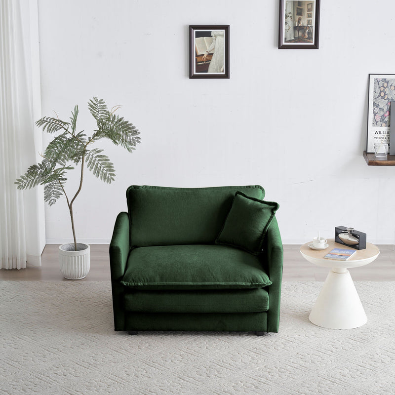 2-Piece Upholstered Sectional Sofa Set in Green Chenille by HouseOfZazla