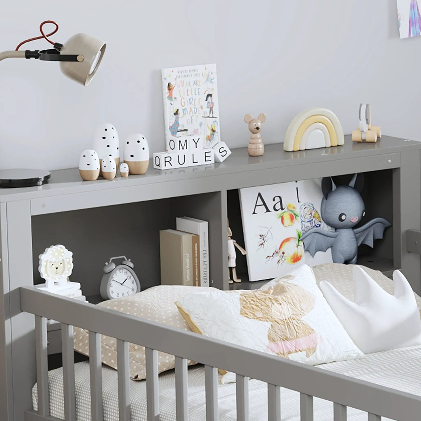 Bed With Headboard Storage Rack, 2 Under Bed Drawers, 3 Side Guardrails For Safety by Unique Piece Furniture