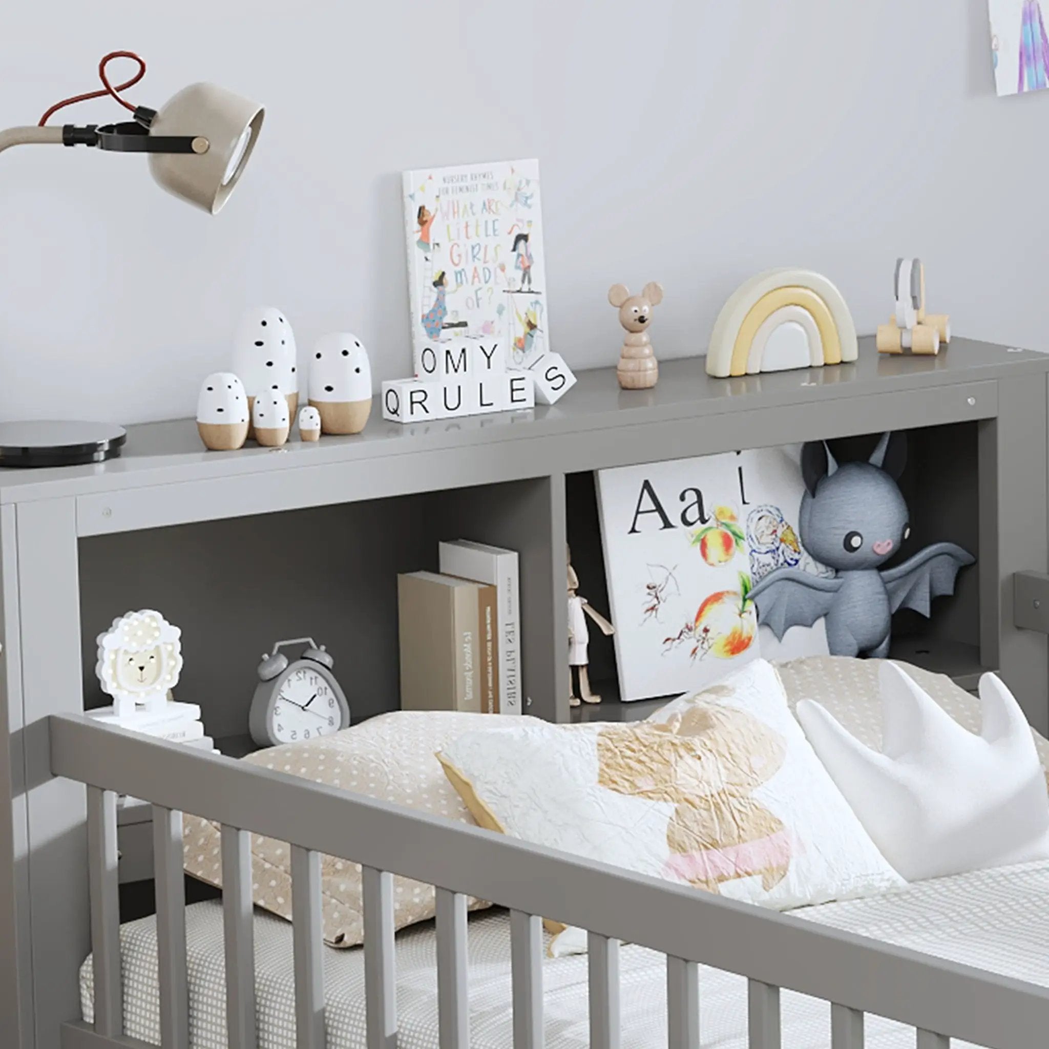 Bed With Headboard Storage Rack, 2 Under Bed Drawers, 3 Side Guardrails For Safety by Unique Piece Furniture