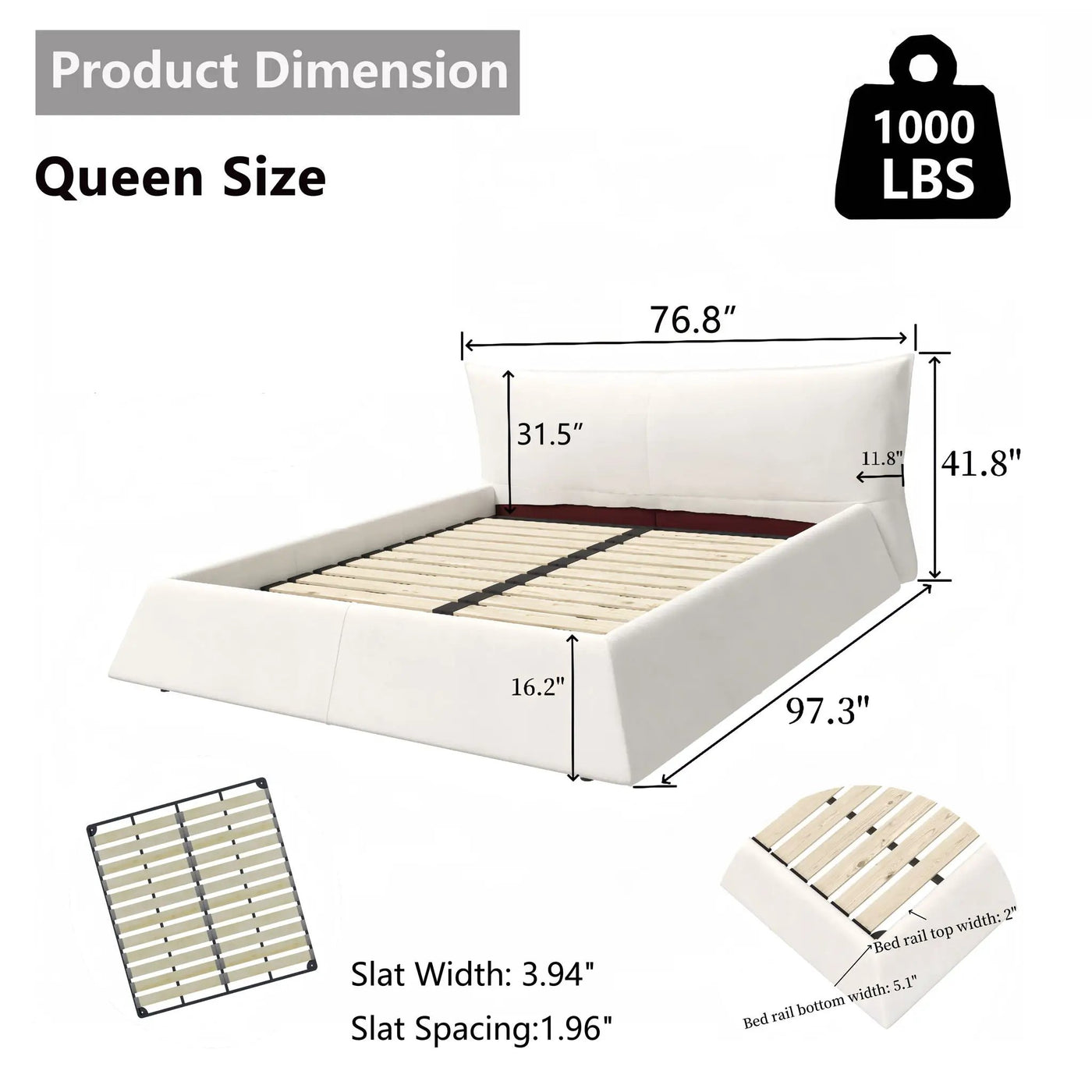 Upholstered Platform Bed With Special Shaped Headboard by HouseOfZazla