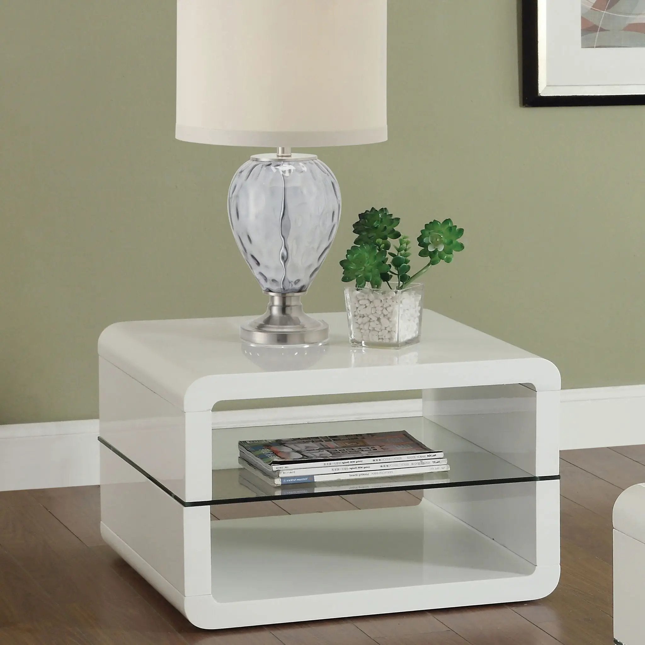 Emerson - 1 Shelf Rectangular Side End Table - White by HouseOfZazla