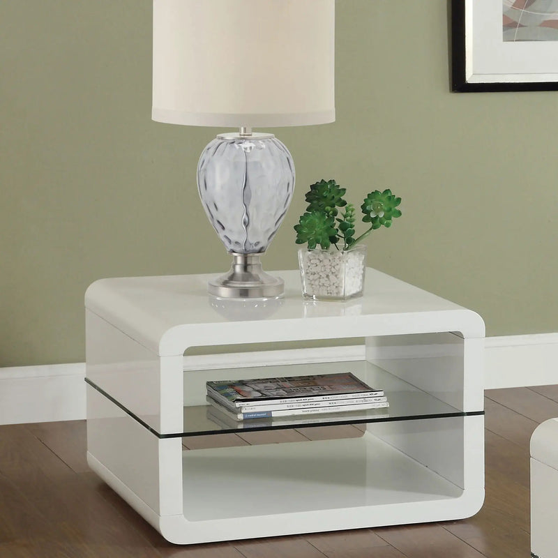 Emerson - 1 Shelf Rectangular Side End Table - White by HouseOfZazla