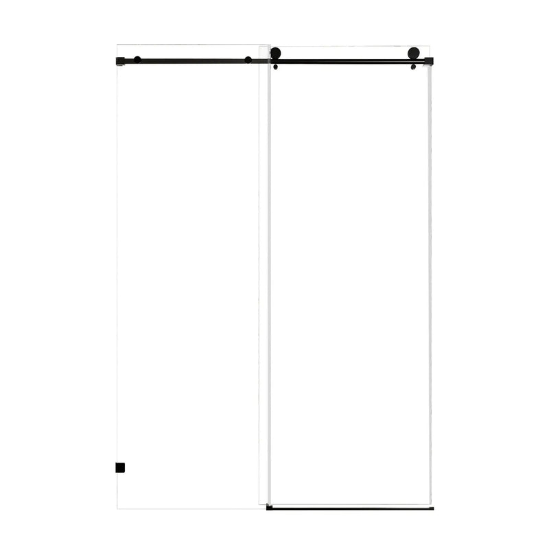 Frameless Single Sliding Soft Close Shower Door, 5 / 16" Clear Nano Coated Tempered Glass And 304 Stainless Steel Handle - Matte Black by HouseOfZazla