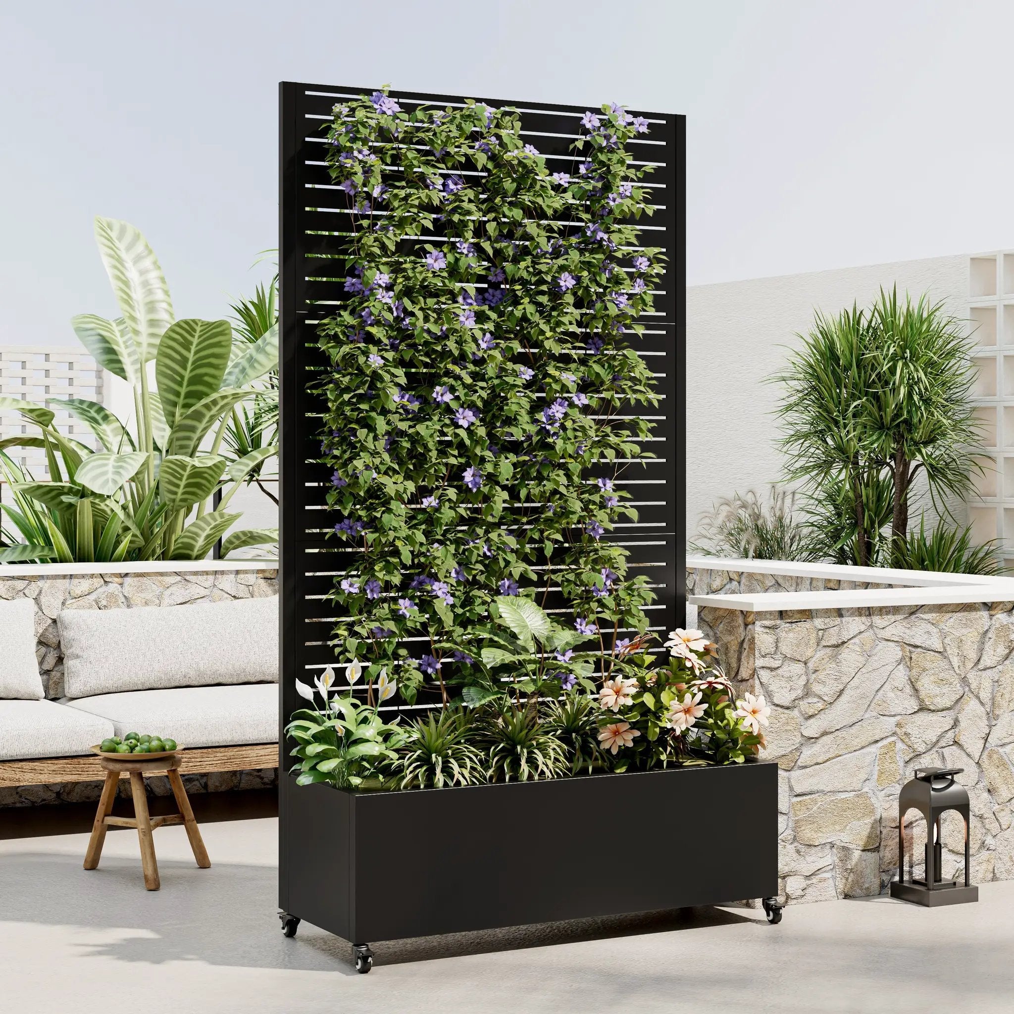 Metal Planter Box with Trellis, 73' x 35' x 16" Raised Garden Bed by HouseOfZazla