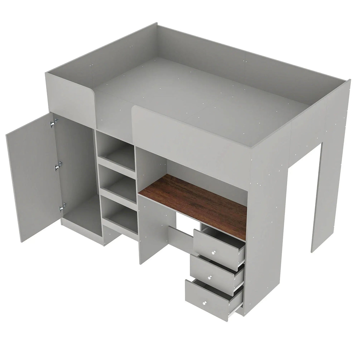 Loft Bed With Built In Wardrobe, Desk, Shelves, And Drawers by Unique Piece Furniture