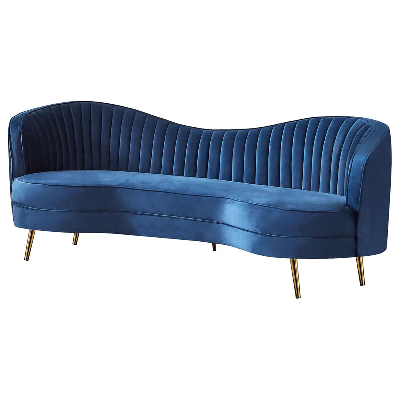 Marsden - Upholstered Recessed Arm Sofa - Blue by HouseOfZazla