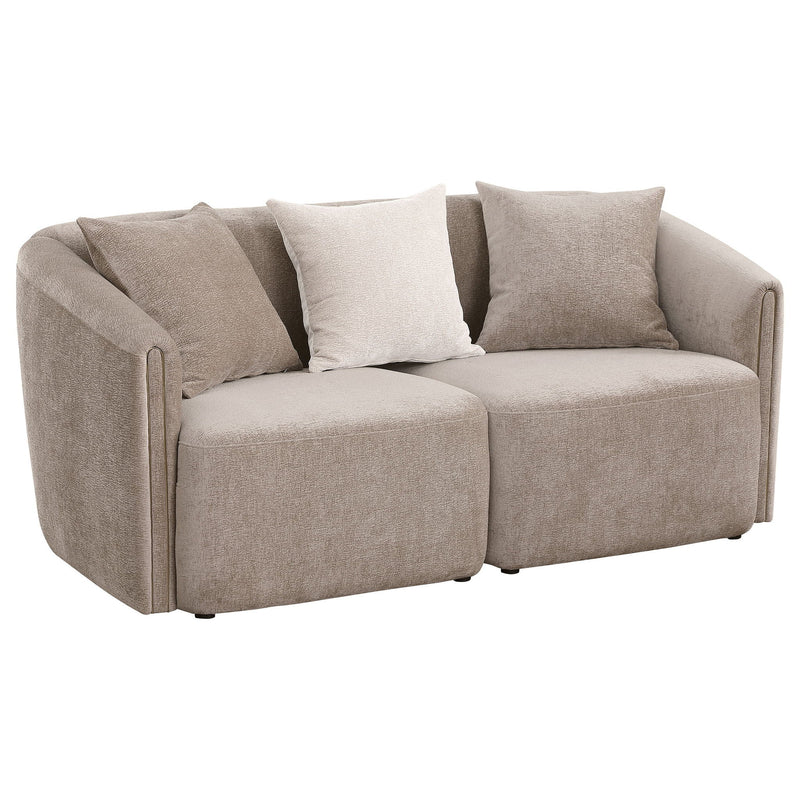 Silvana - Upholstered Rolled Loveseat With Curved Back And Foam Cushions - Beige by HouseOfZazla