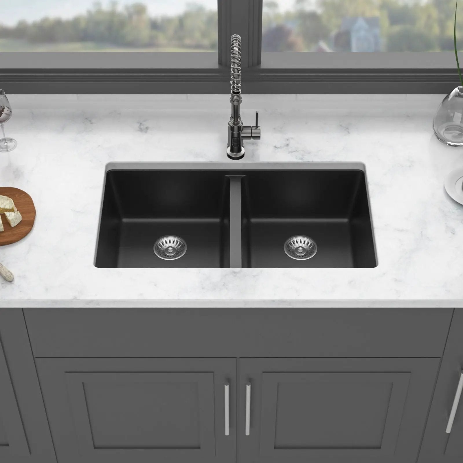 Granite Composite Double Bowl Undermount Kitchen Sink by HouseOfZazla
