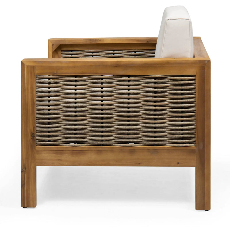 Outdoor Acacia Wood Club Chair With Wicker Accents by HouseOfZazla