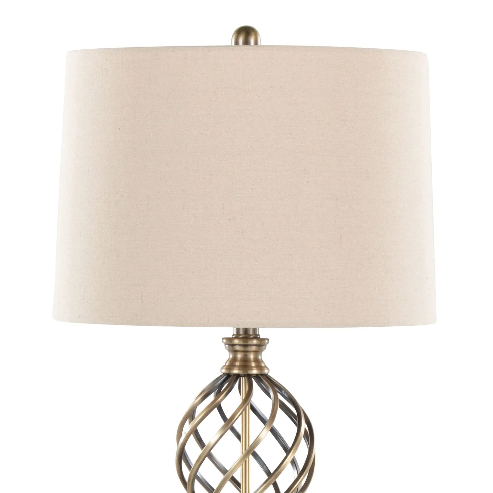 Linx - Twist Contemporary Table Lamp (Set of 2) - Antique Soft Brass / White by HouseOfZazla