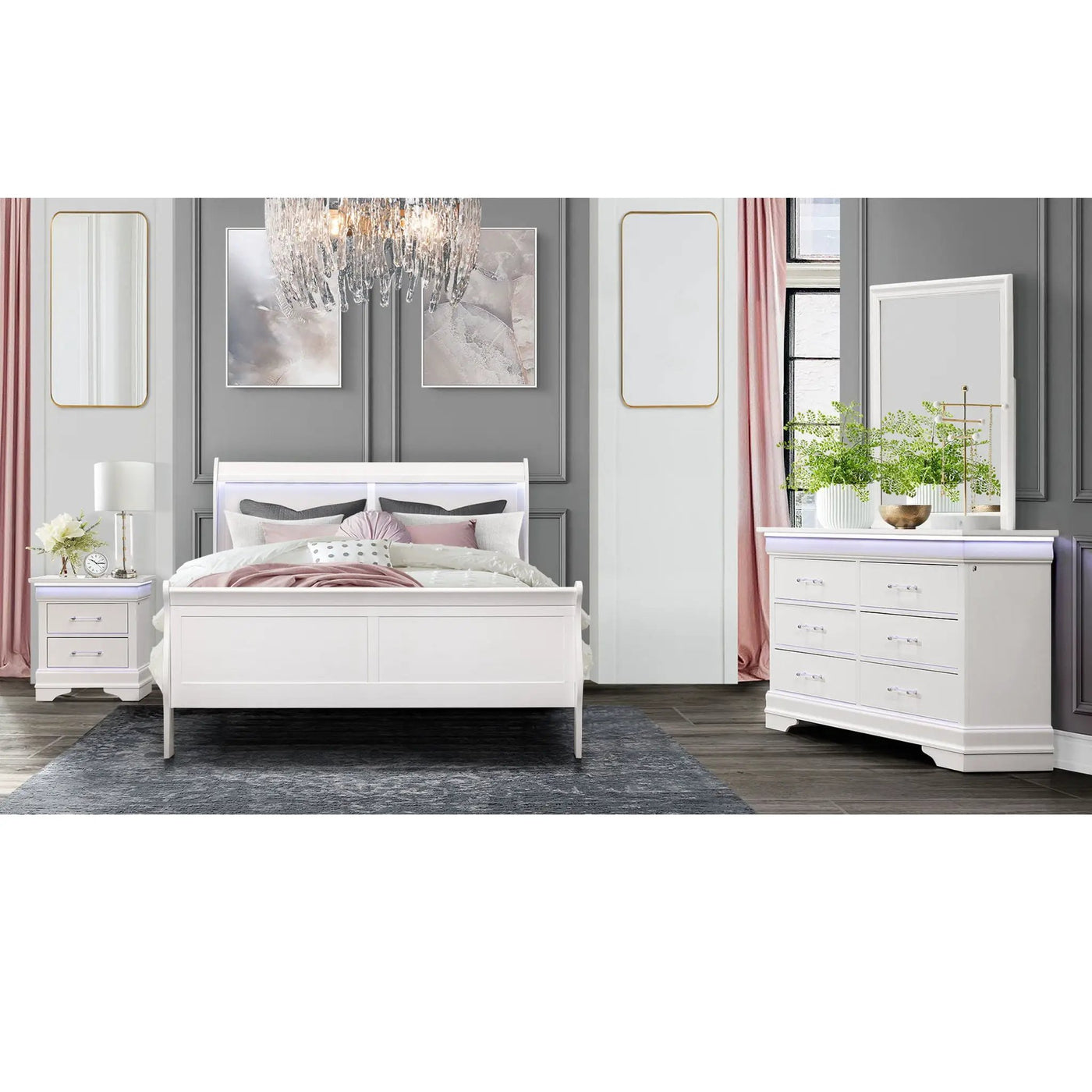 Charlston - 5 Piece Bedroom Set With LED Headboard by HouseOfZazla