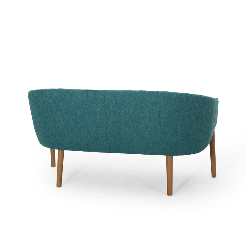 Mid Century Modern Loveseat With Channel Stitched Backrest by HouseOfZazla