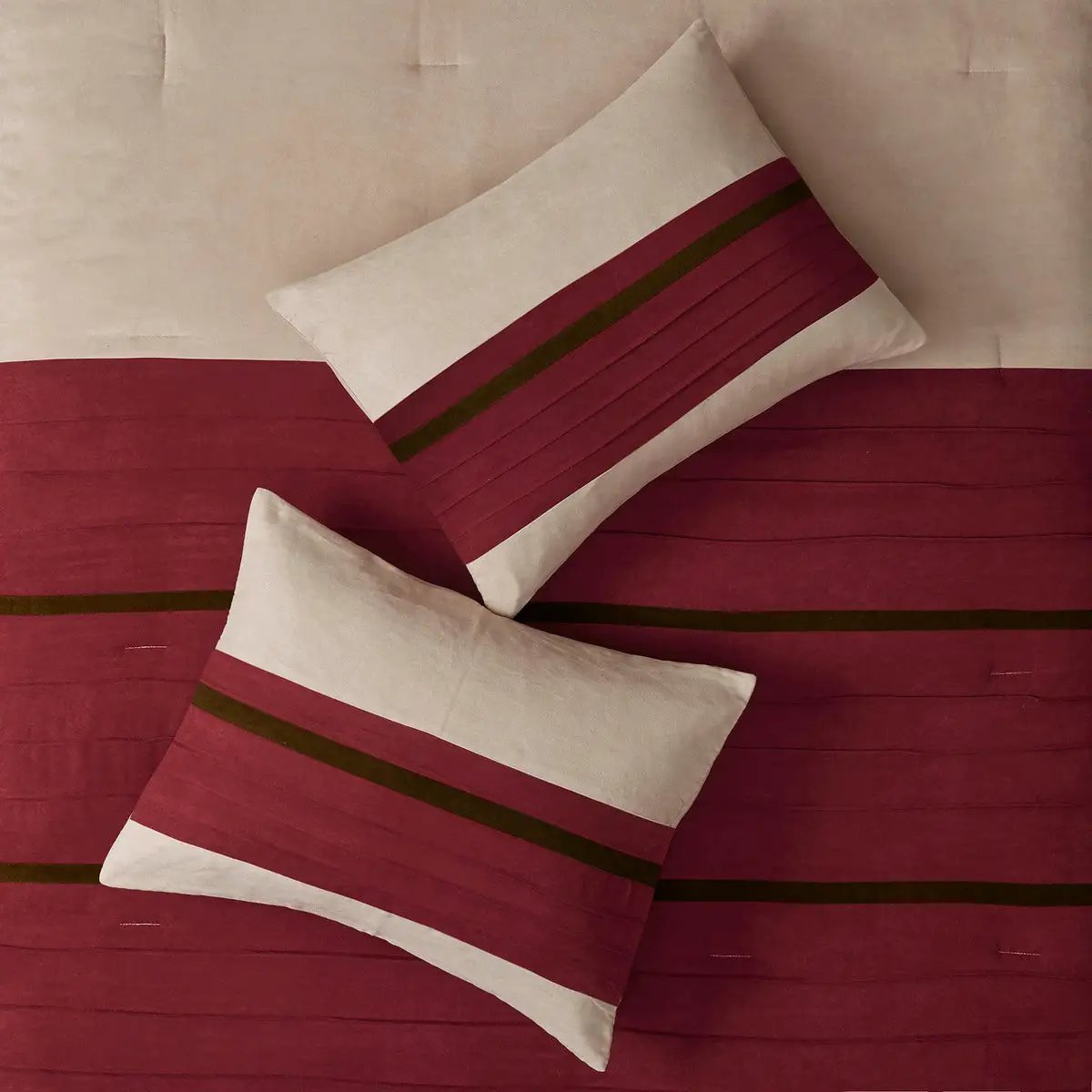 7 PC Pieced Faux Suede Comforter Set Red Cal King by HouseOfZazla