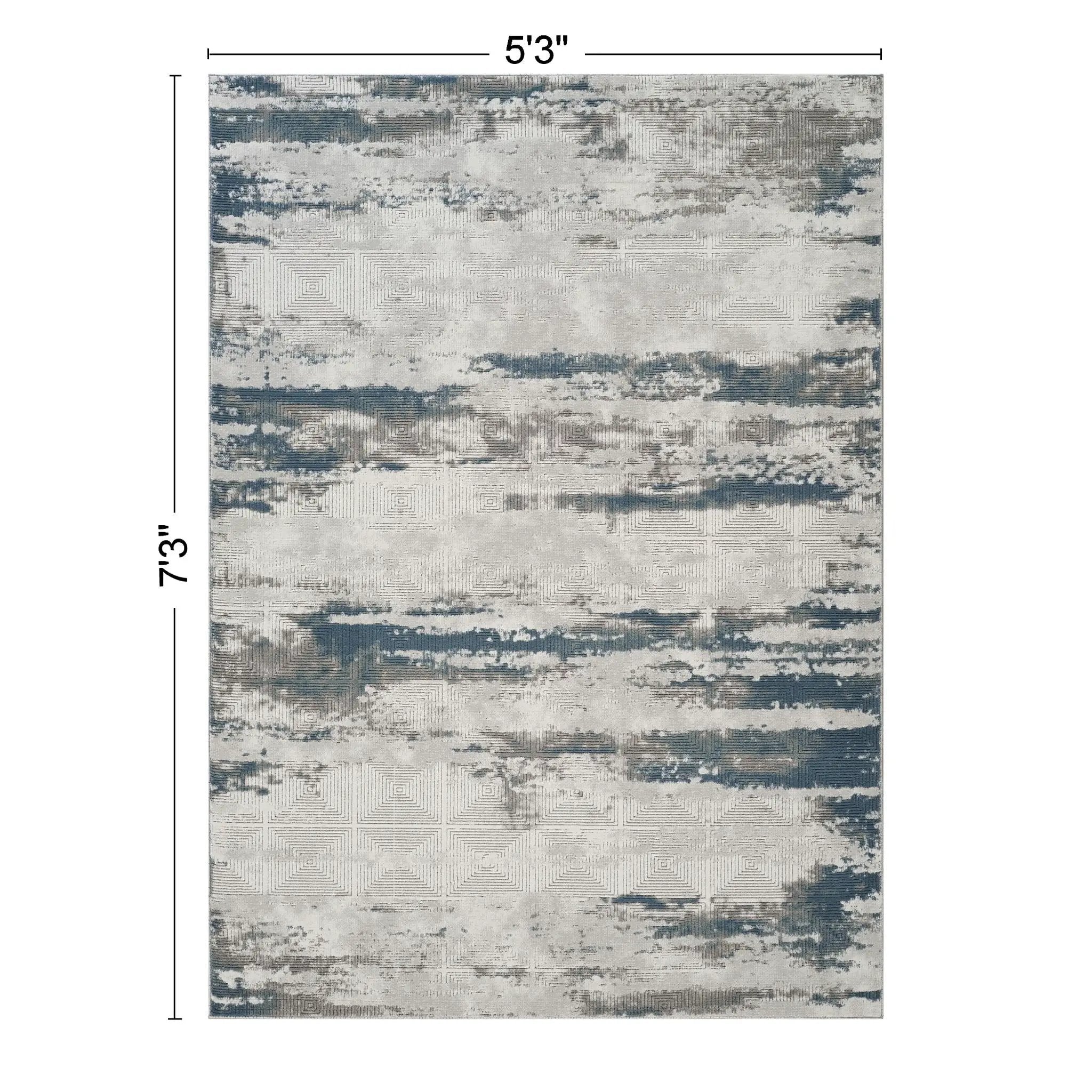 Geometrix - 5'3" X 7'3" Area Rug With Geometric 3D Effect - Gray / Ivory by Unique Piece Furniture
