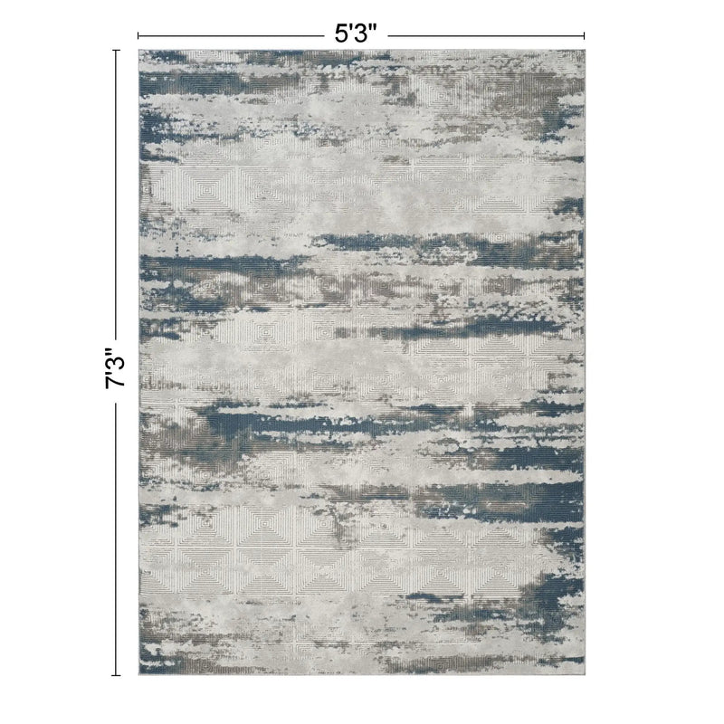 Geometrix - 5'3" X 7'3" Area Rug With Geometric 3D Effect - Gray / Ivory by Unique Piece Furniture