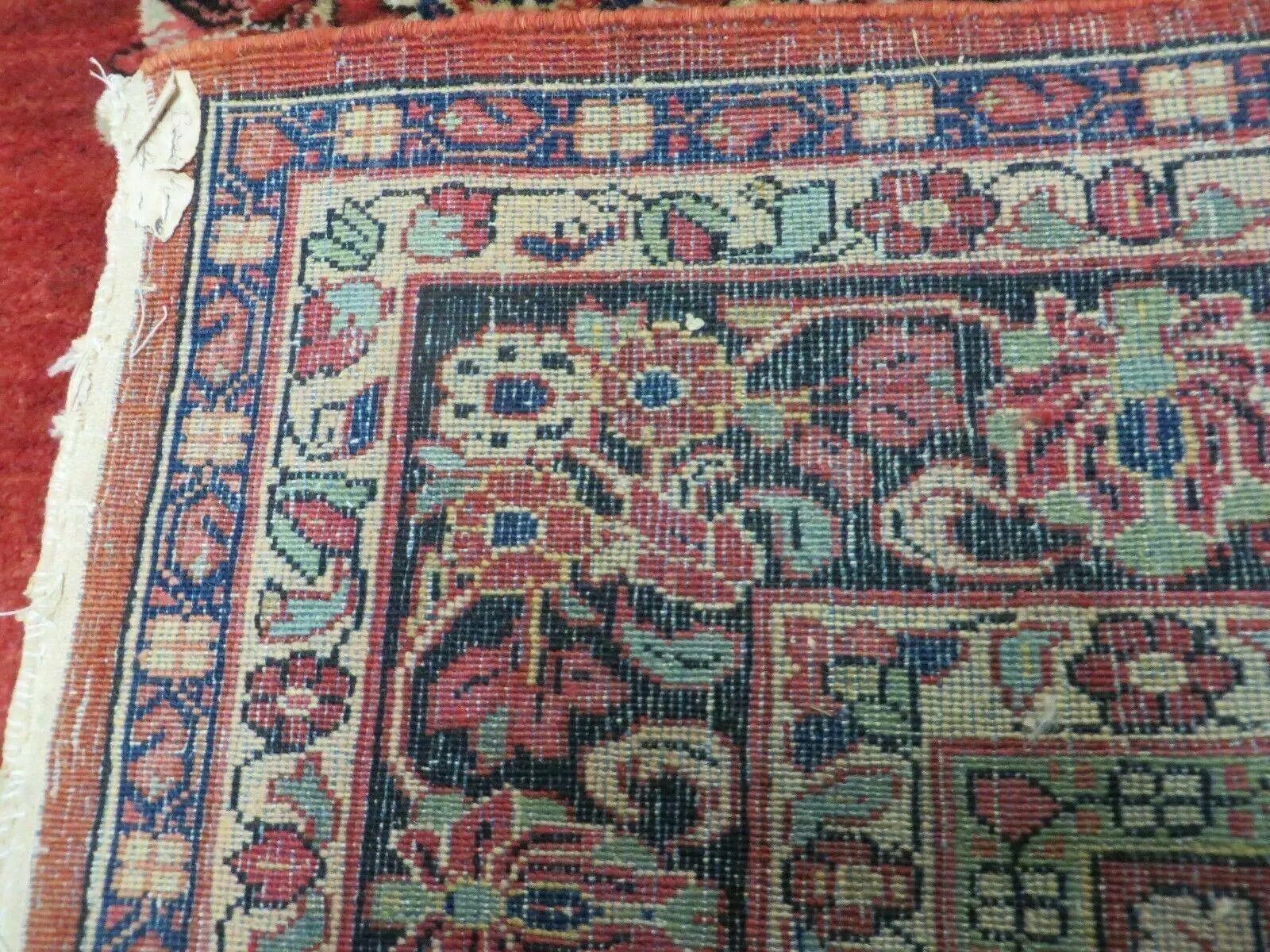 Antique Persian Sarouk Rug 5x8, Red, Semi Open Field, Hand Knotted, Wool by Jewel Rugs