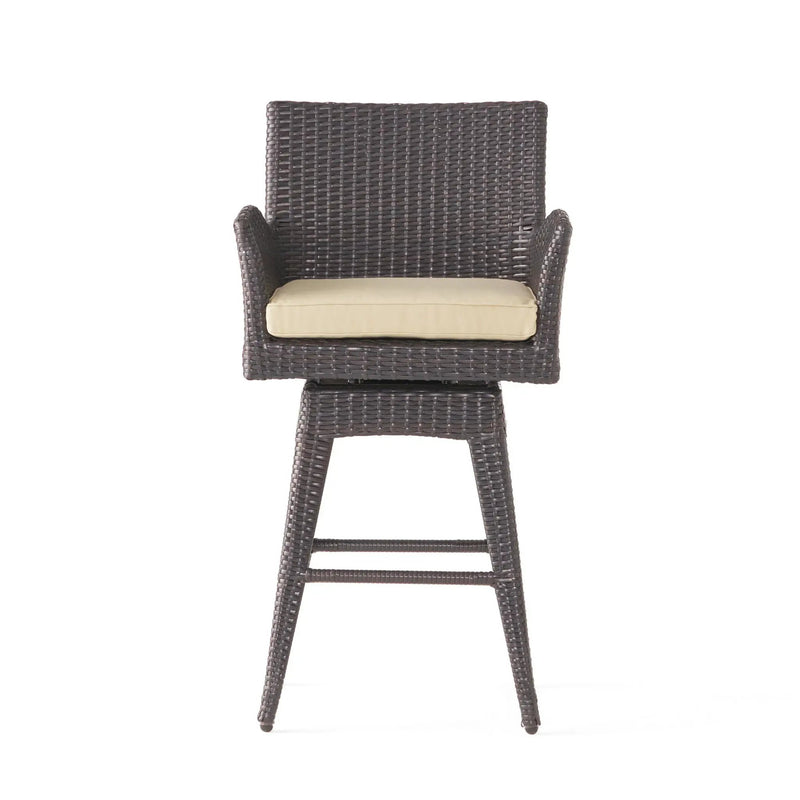Outdoor Modern Rattan Swivel Barstool with Tapered Legs by HouseOfZazla