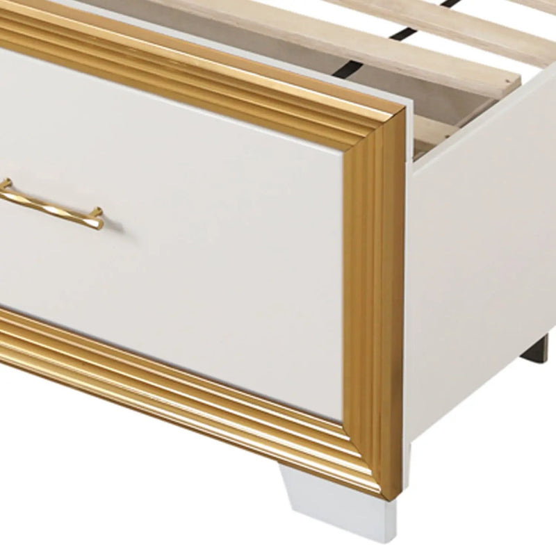 Obsession - Queen Size Bed With LED Headboard And Footboard Storage Drawer - White by HouseOfZazla