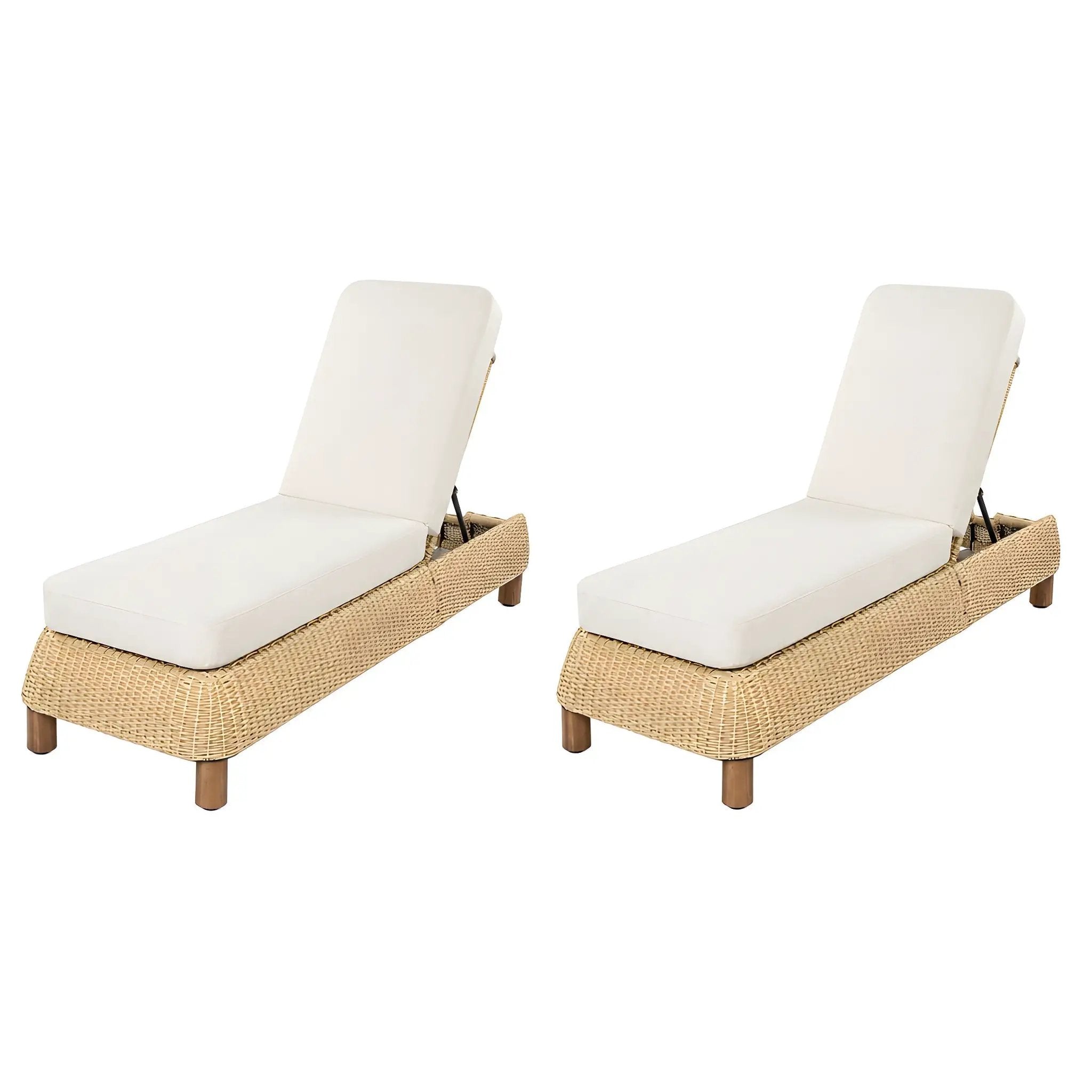 Adjustable Outdoor Wicker Chaise Lounge Chairs Set of 2 by HouseOfZazla