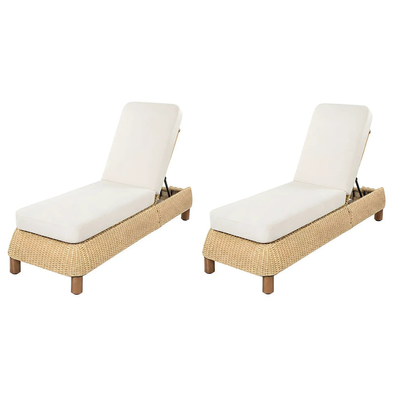 Adjustable Outdoor Wicker Chaise Lounge Chairs Set of 2 by HouseOfZazla