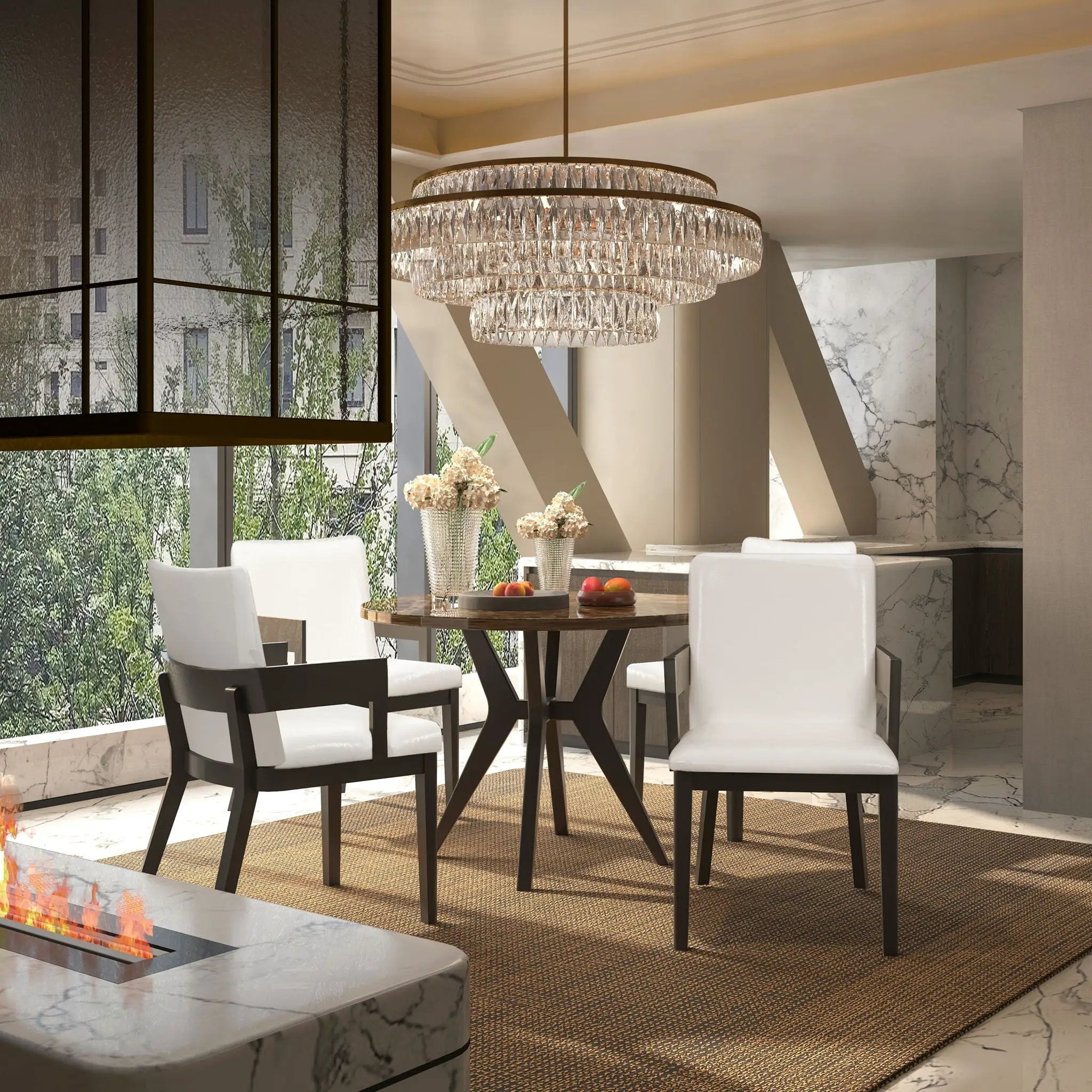 Modern Glossy Dining Chairs (Set of 2), Elegant Upholstery And Ergonomic Design - Black White by HouseOfZazla