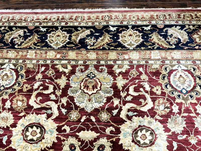 Palace Sized Indian Agra Rug 12x17, Wool Handmade Floral Allover Carpet by Jewel Rugs