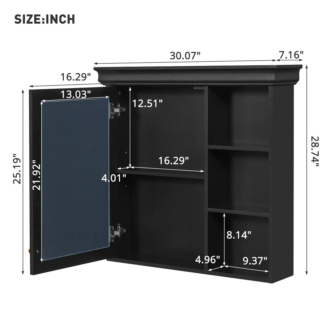 Wall Mounted Bathroom Medicine Cabinet with Mirror and Adjustable Storage by HouseOfZazla