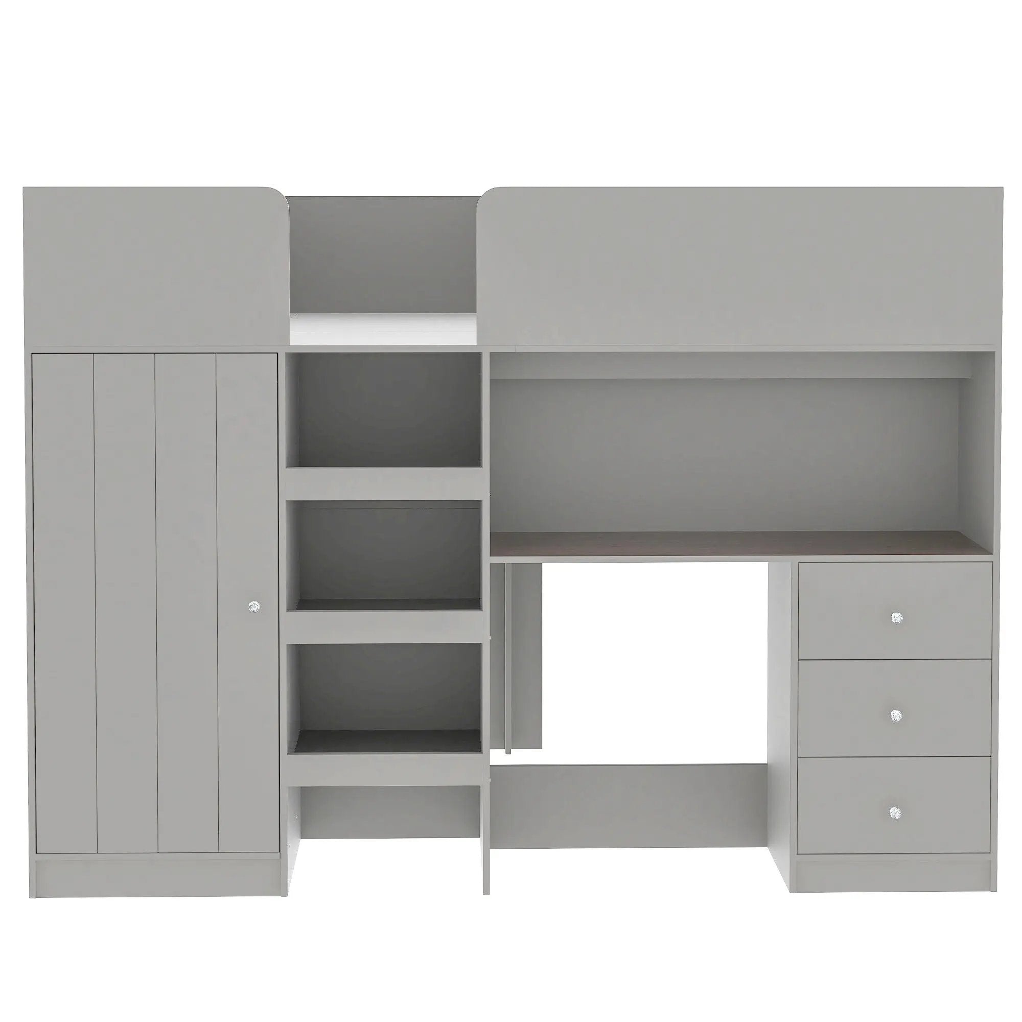 Loft Bed With Built In Wardrobe, Desk, Shelves, And Drawers by Unique Piece Furniture