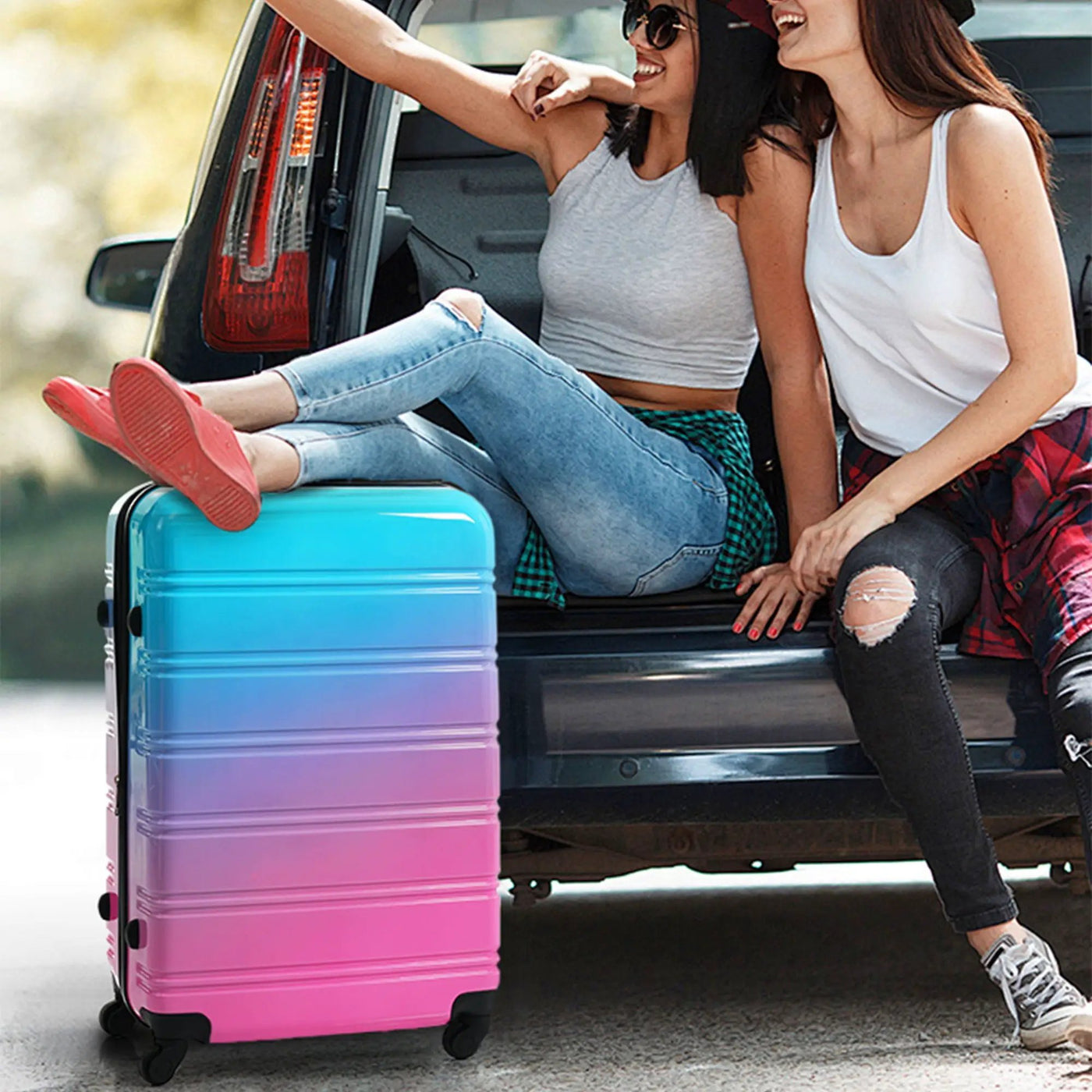 Hardshell Luggage Sets 3 Piece Gradient Color Expandable Suitcase With Spinner Wheels And Tsa Lock Lightweight 20" 24" 28" Available by HouseOfZazla