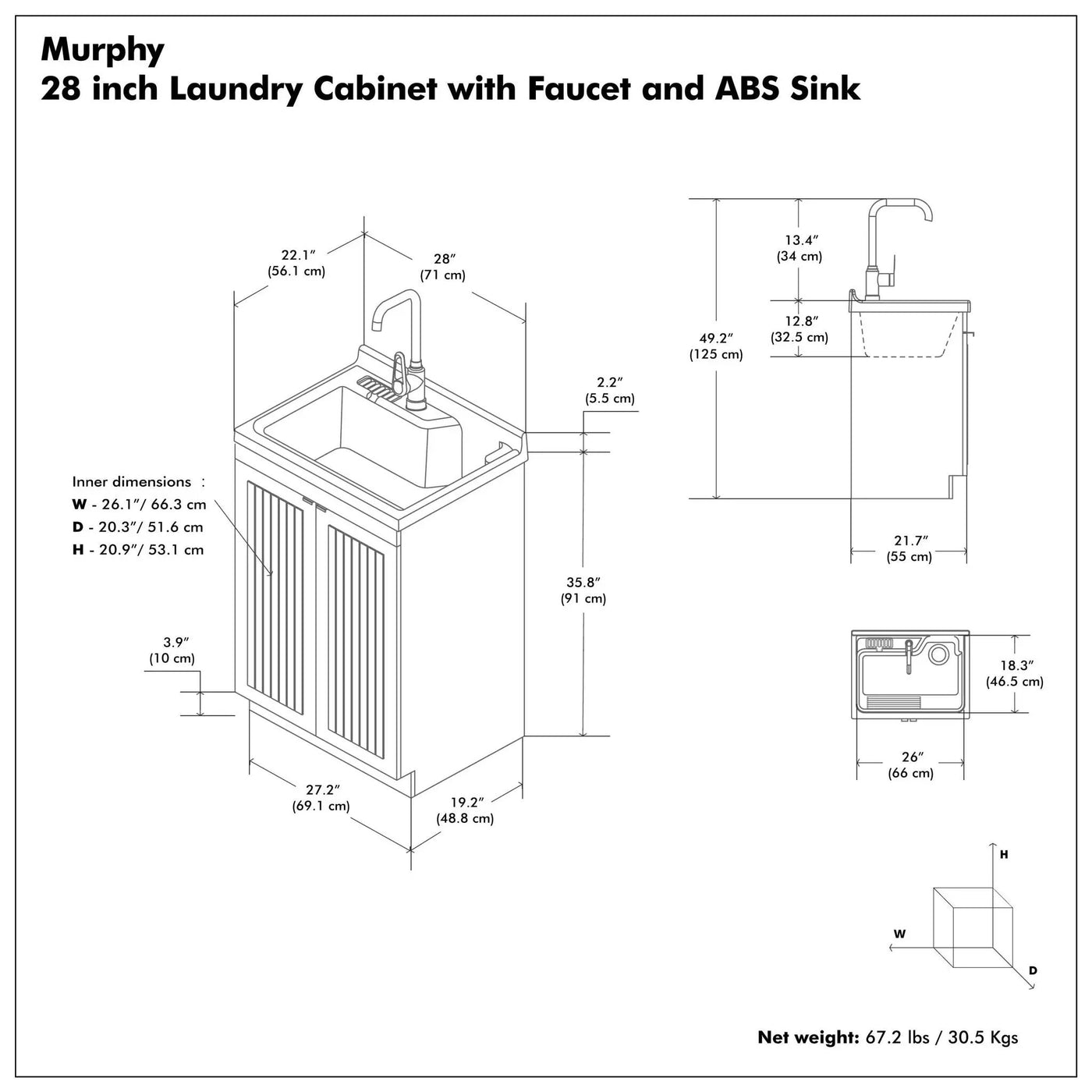 Murphy - Laundry Cabinet & Faucet And Stainless Steel Sink by HouseOfZazla