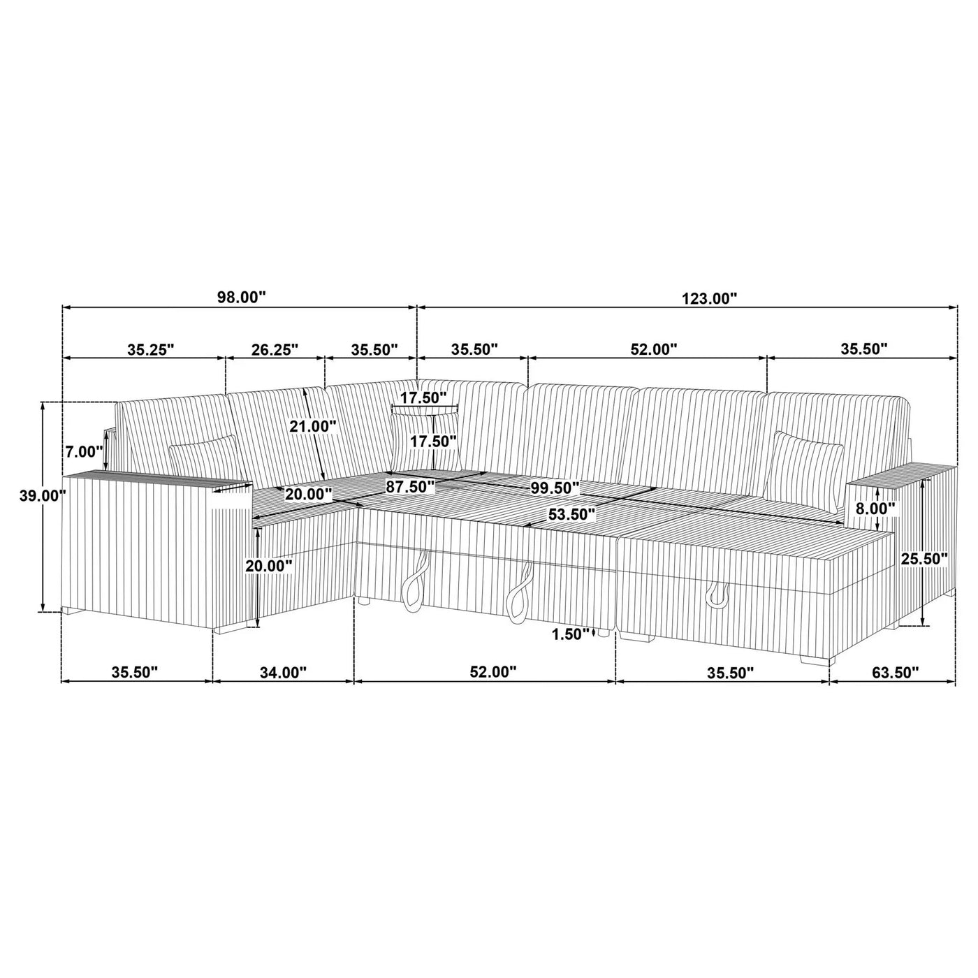 Thurston - Storage Sectional Sofa With Pop Up Bed by HouseOfZazla