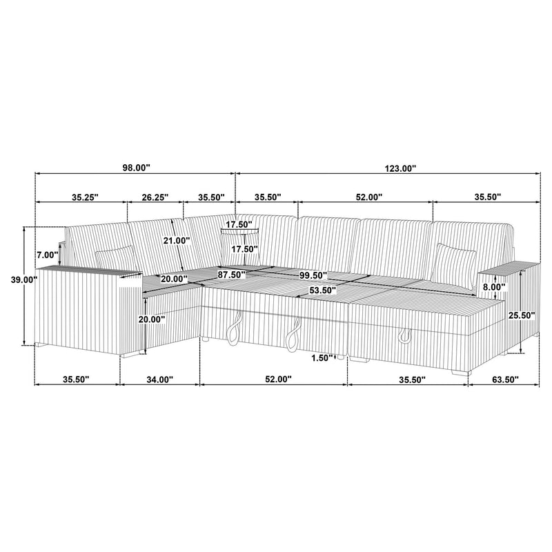 Thurston - Storage Sectional Sofa With Pop Up Bed by HouseOfZazla
