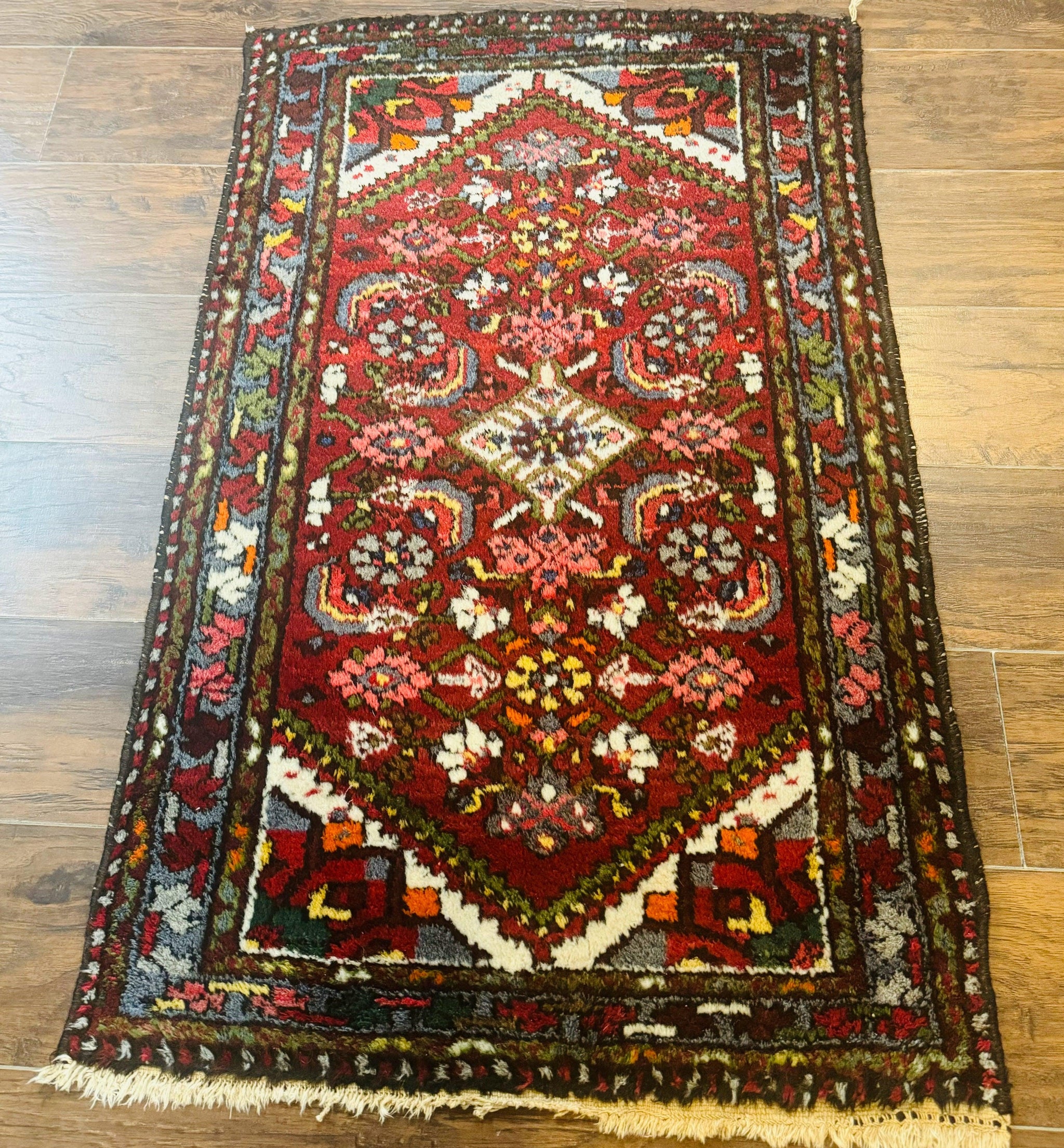 Small Red Persian Tribal Rug 2.6 x 4, Wool Rug, Persian Hamadan Rug by Jewel Rugs