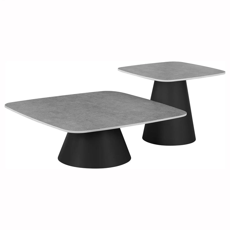 Eason 2-piece Cocktail Coffee Table Set Concrete and Black by Unique Piece Furniture