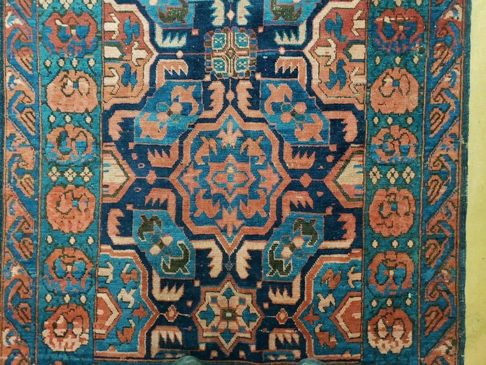 3'10" X 10' Antique Caucasian Seychor Rug Hand Made Wool Carpet Organic Dye Nice by Jewel Rugs