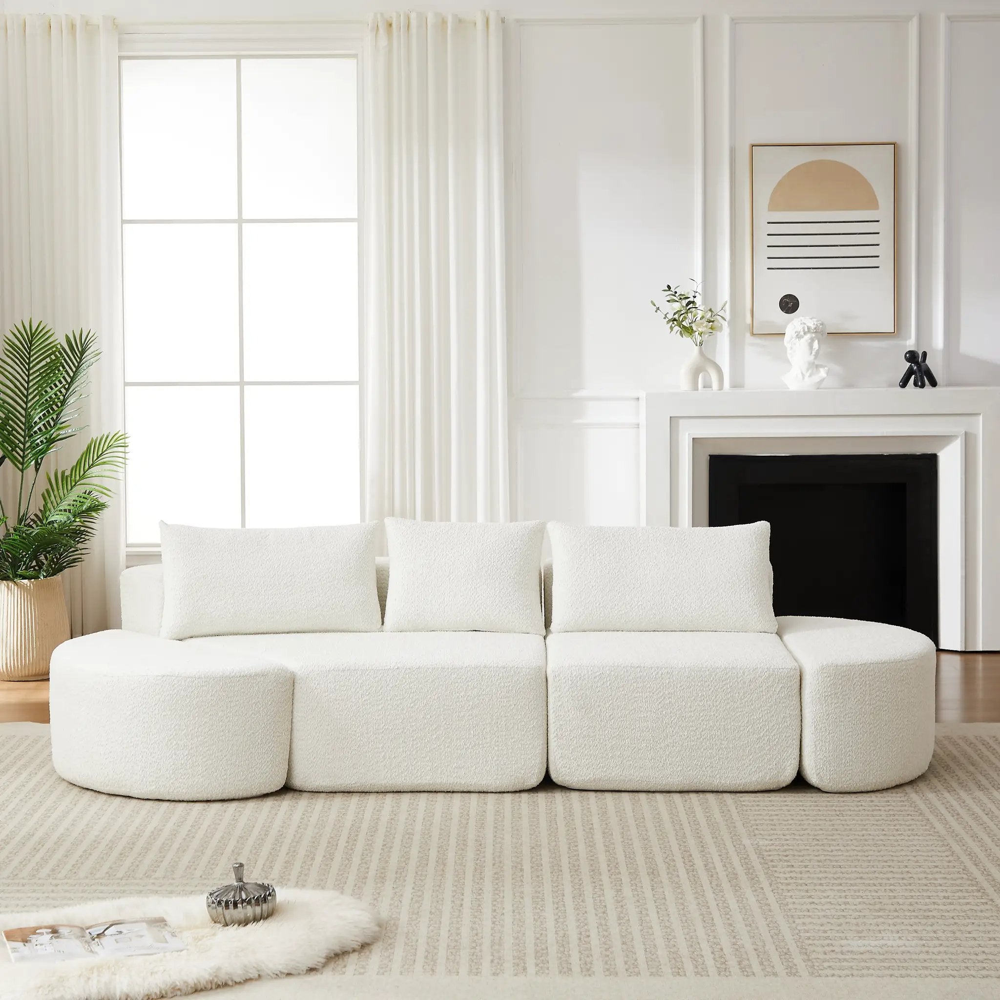 106.3-Inch V-Shaped Modular Sofa Set in Chenille Fabric by HouseOfZazla