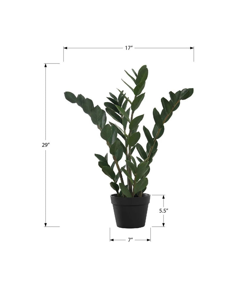 29" Tall, Artificial Plant, Zz Tree, Indoor, Faux, Fake, Floor, Greenery, Potted, Real Touch, Decorative - Green / Black by Unique Piece Furniture