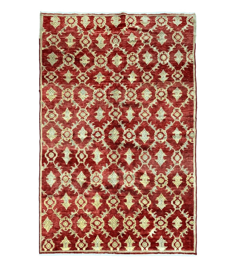 Modern Turkish Oushak Rug 5x8, Brick Red by Jewel Rugs