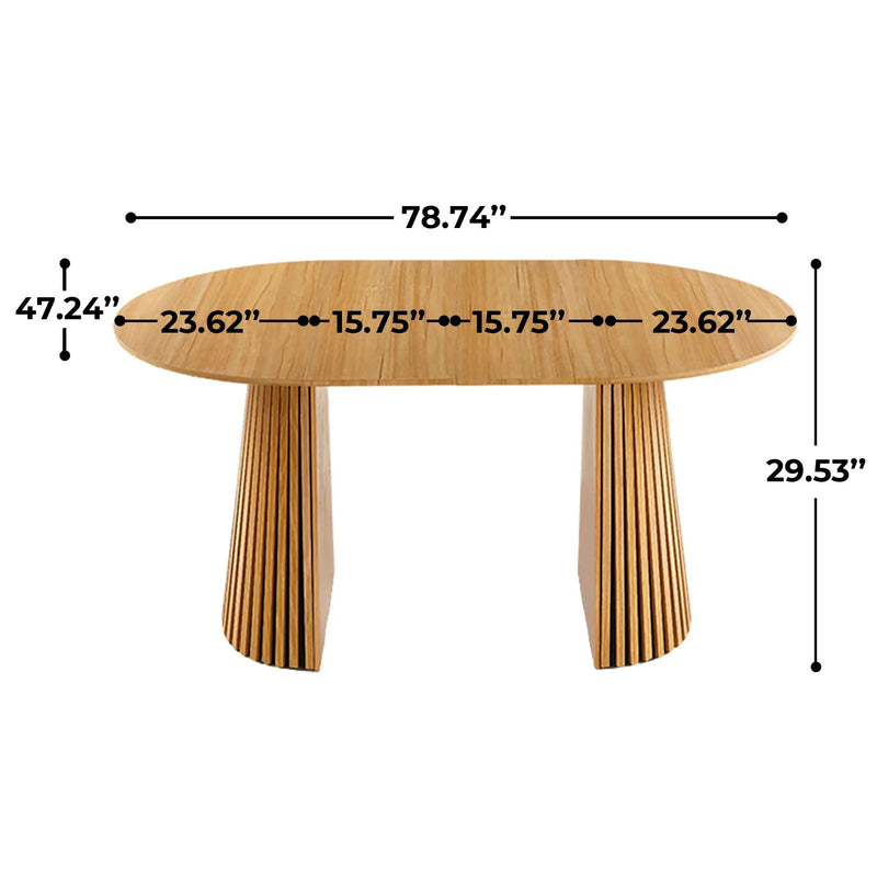 Extendable Pedestal Multifunctional Dining Table - Oak by Unique Piece Furniture