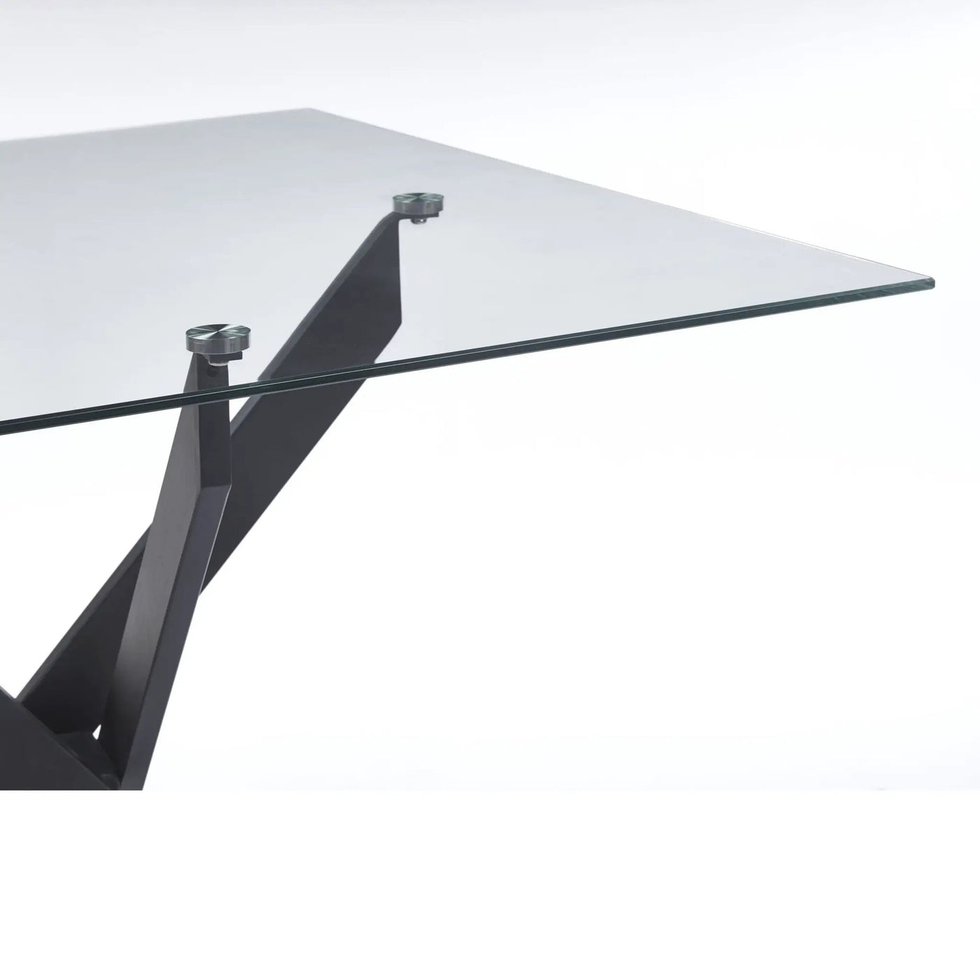 Dining Table With Cross Metal Leg And Tempered Glass, Modern Space Saving Kitchen Table For Living Room Legs, Square Table by Unique Piece Furniture