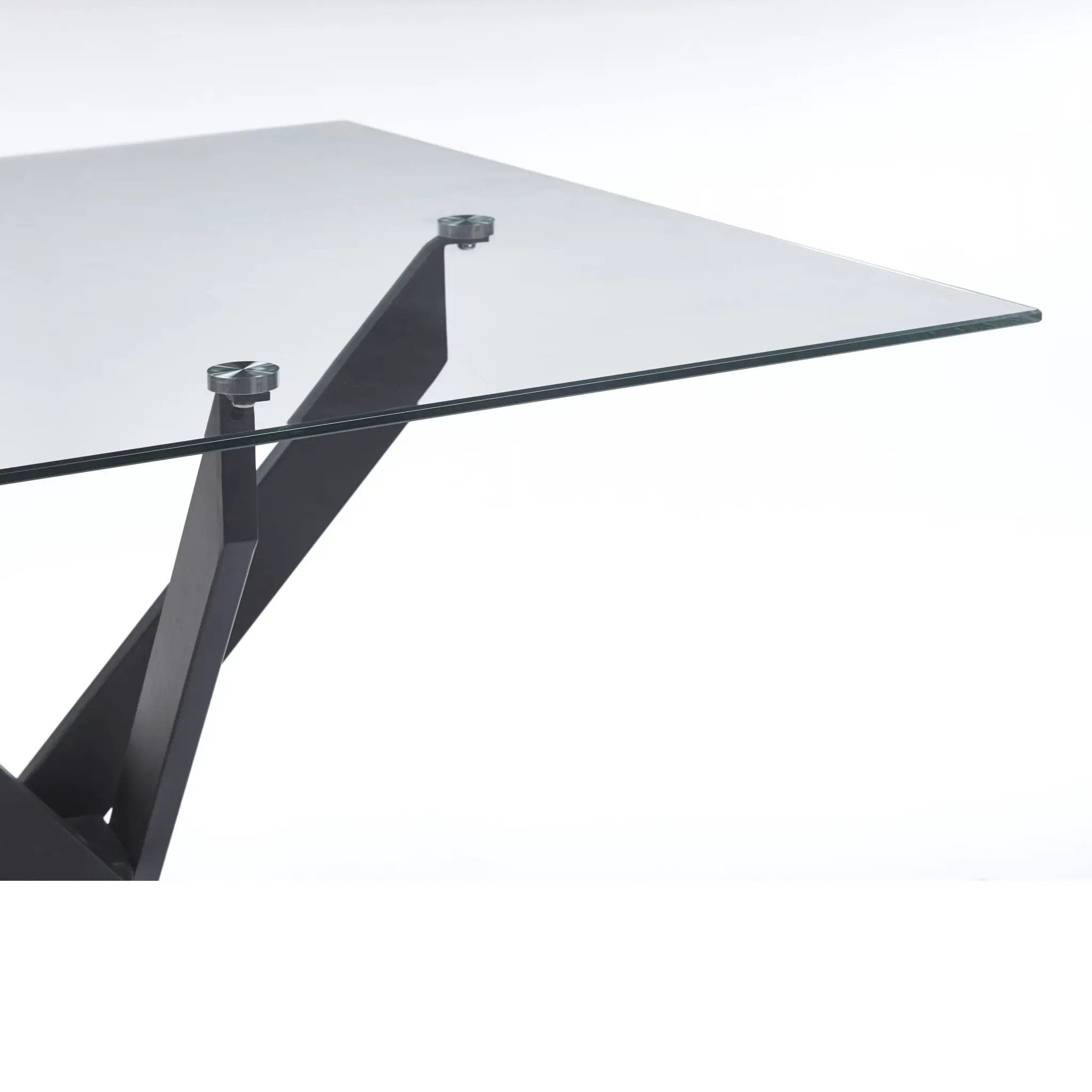 Dining Table With Cross Metal Leg And Tempered Glass, Modern Space Saving Kitchen Table For Living Room Legs, Square Table by Unique Piece Furniture