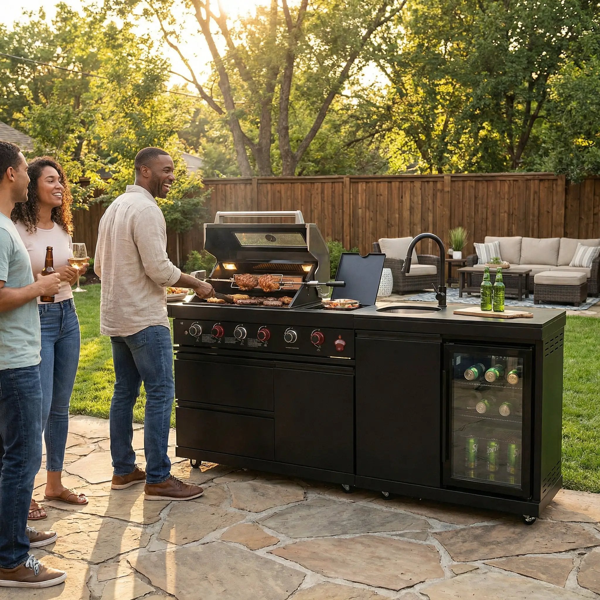 84-Inch Deluxe Stainless Steel Gas Outdoor Kitchen Barbecue Island Grill by HouseOfZazla