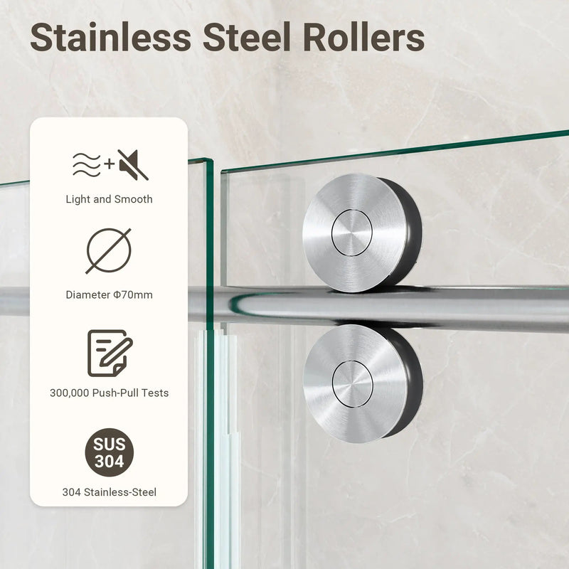 56-60"W x 72"H Frameless Sliding Shower Door – Clear Tempered Glass by HouseOfZazla