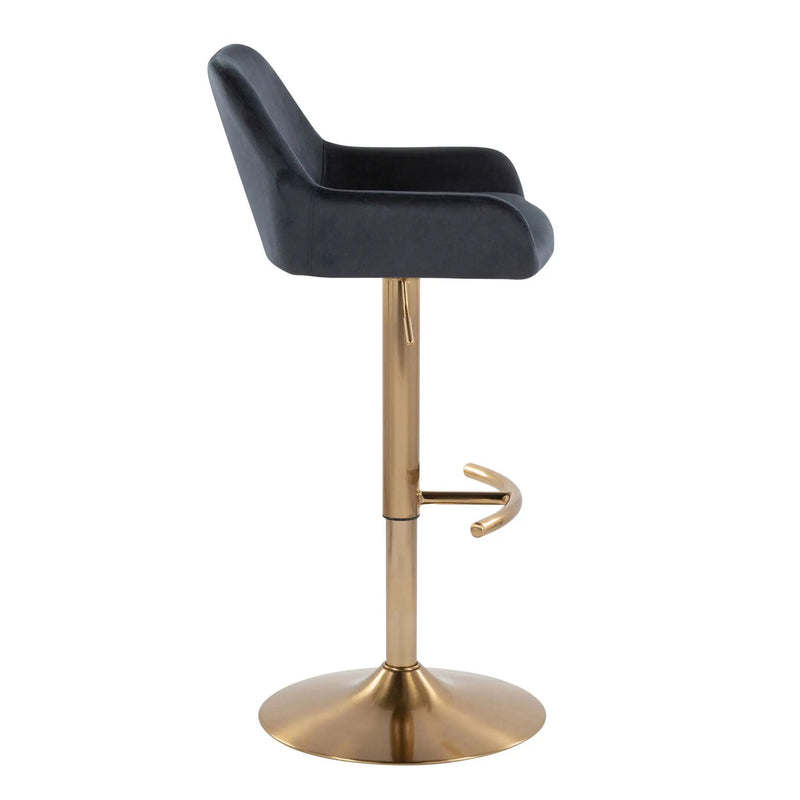 Daniella - Contemporary Adjustable Barstool With Swivel With Rounded T Footrest (Set of 2) by Unique Piece Furniture